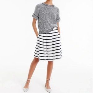 J Crew Pleated Mini Nautical Stripe Skirt Embroidered Navy Stripes Size 0